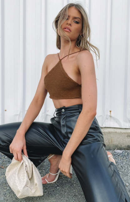 Aleya Crochet Top Brown-Vavasi.All Rights Reserved.