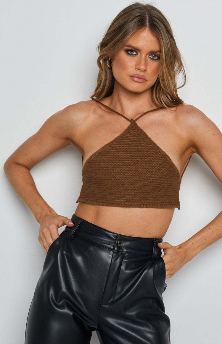 Aleya Crochet Top Brown-Vavasi.All Rights Reserved.