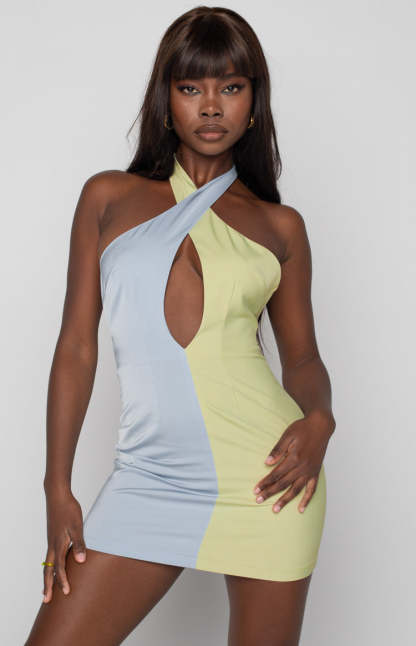 Alice Splice Mini Dress Green-Vavasi.All Rights Reserved.