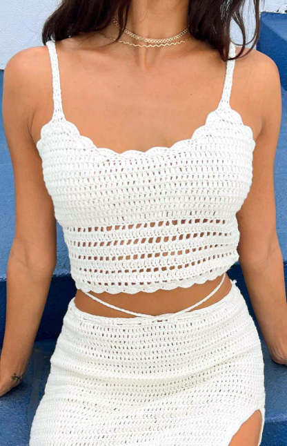 Alice White Crochet Crop Top-Vavasi.All Rights Reserved.