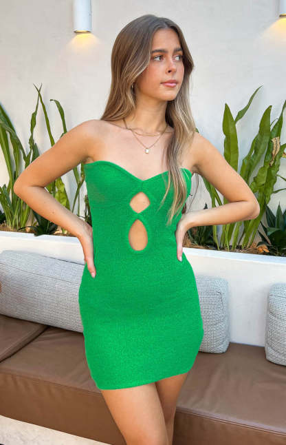 Alisha Green Strapless Mini Dress-Vavasi.All Rights Reserved.