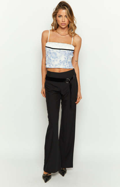 Alistair Black Belt Flare Pants-Vavasi.All Rights Reserved.