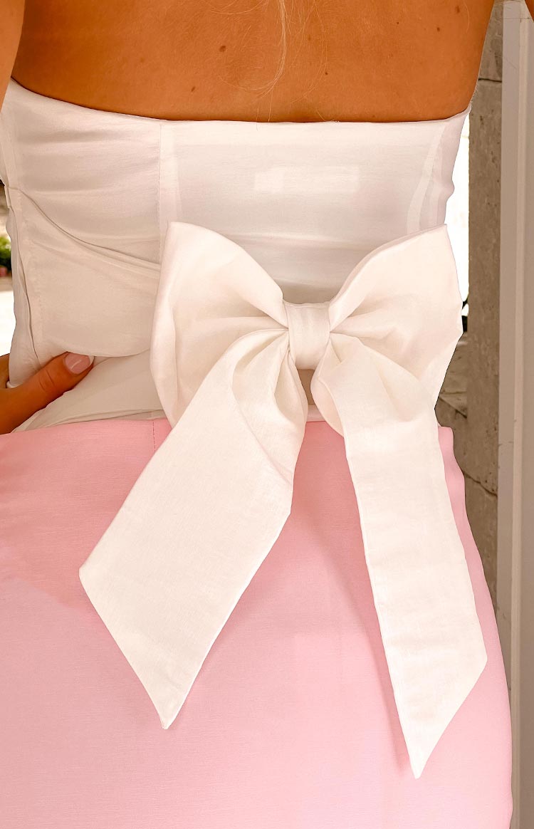 Alix White Bow Strapless Top-Vavasi.All Rights Reserved.