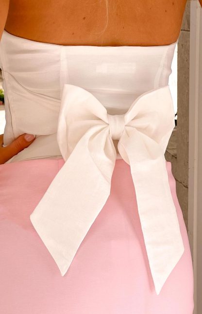 Alix White Bow Strapless Top-Vavasi.All Rights Reserved.