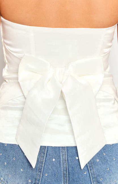 Alix White Bow Strapless Top-Vavasi.All Rights Reserved.