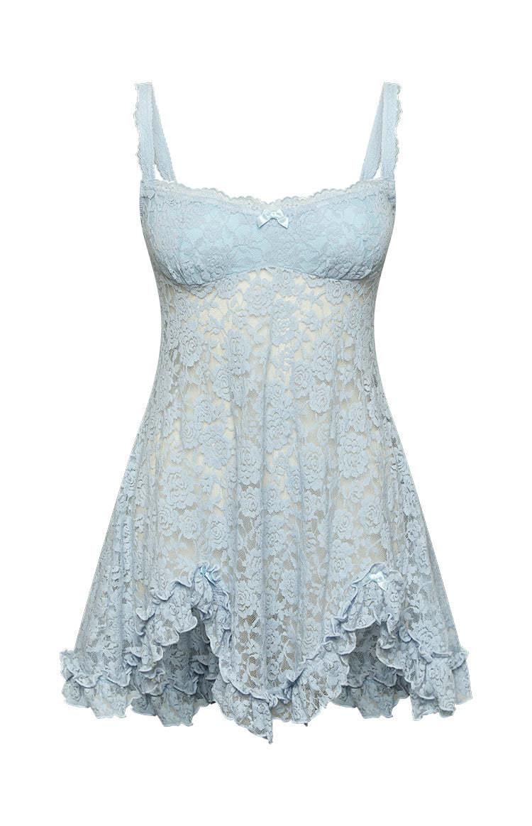 All Mine Blue Lace Mini Dress-Vavasi.All Rights Reserved.