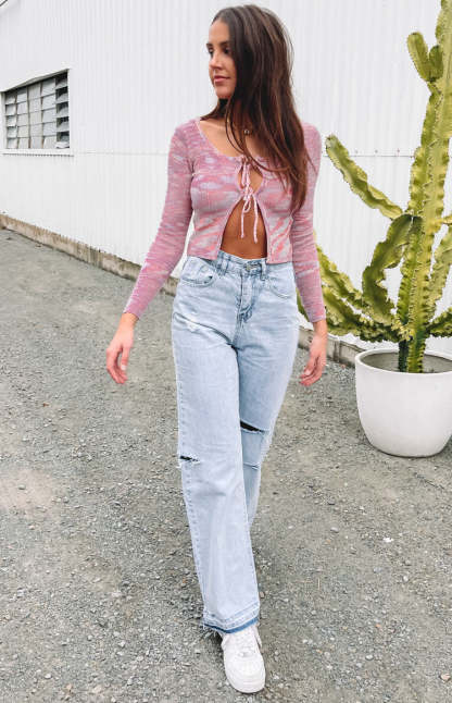 All The Feels Tie Top Pink-Vavasi.All Rights Reserved.