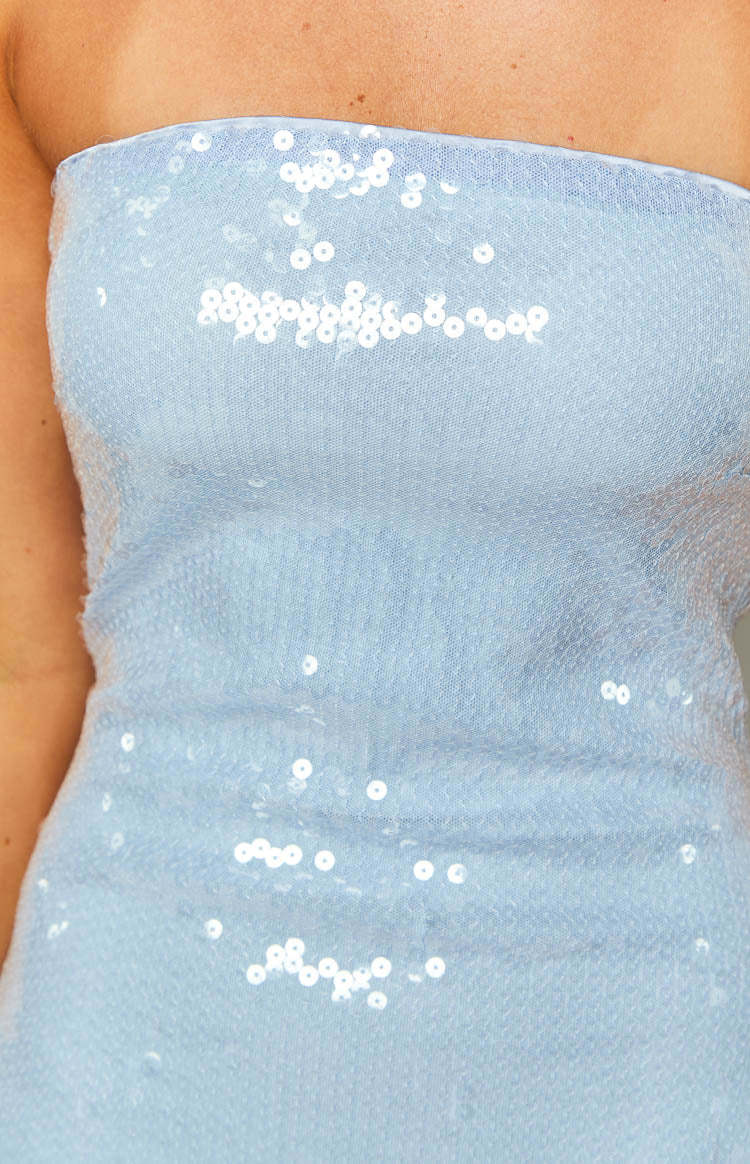 Allie Blue Sequin Strapless Mini Dress-Vavasi.All Rights Reserved.