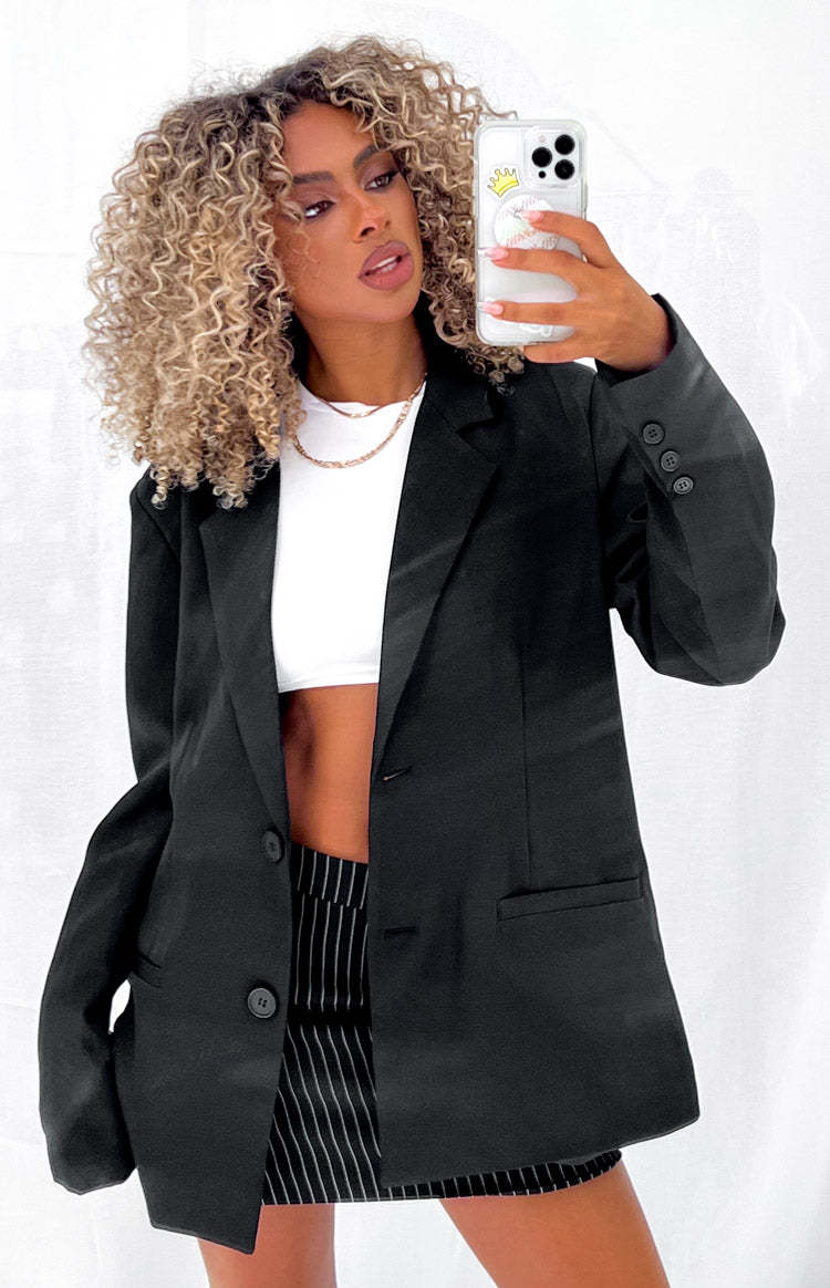 Allure Black Oversized Blazer-Vavasi.All Rights Reserved.