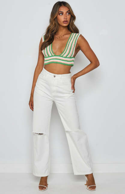 Alma Crochet Crop Top Green-Vavasi.All Rights Reserved.