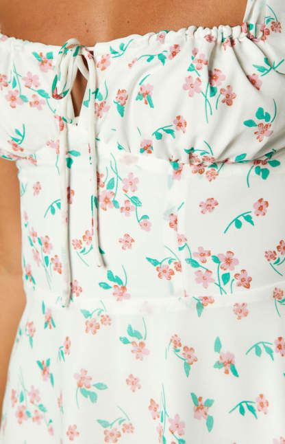 Althea White Floral Tie Strap Mini Dress-Vavasi.All Rights Reserved.