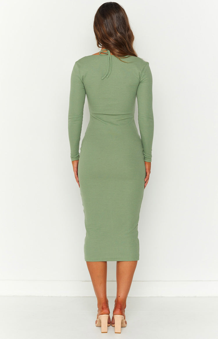 Alycia Green Knit Midi Dress-Vavasi.All Rights Reserved.