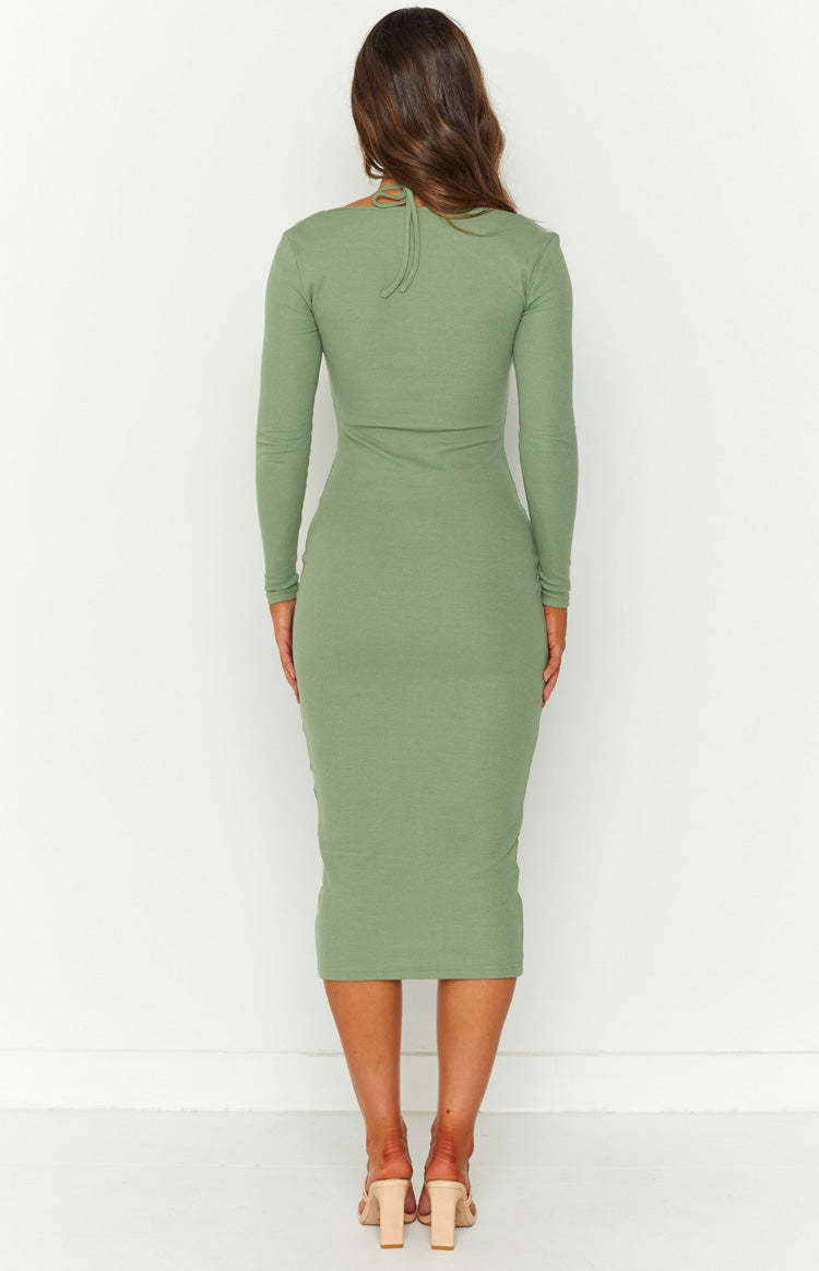Alycia Green Knit Midi Dress-Vavasi.All Rights Reserved.