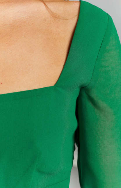Amalfi Green Long Sleeve Lace Up Mini Dress-Vavasi.All Rights Reserved.