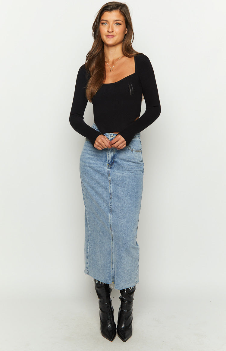 Amalia Black Knit Sleeve Top-Vavasi.All Rights Reserved.