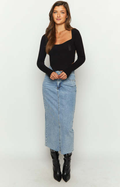 Amalia Black Knit Sleeve Top-Vavasi.All Rights Reserved.