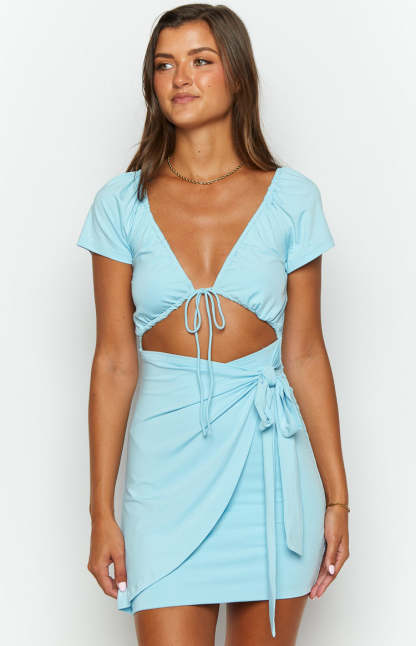Amanda Blue Mini Dress-Vavasi.All Rights Reserved.