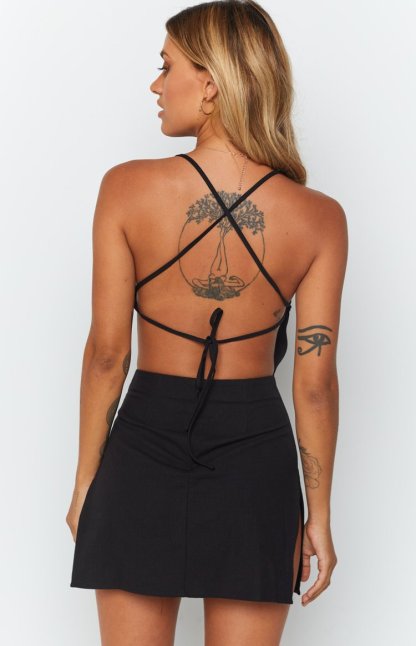 Amara Backless Mini Dress Black-Vavasi.All Rights Reserved.