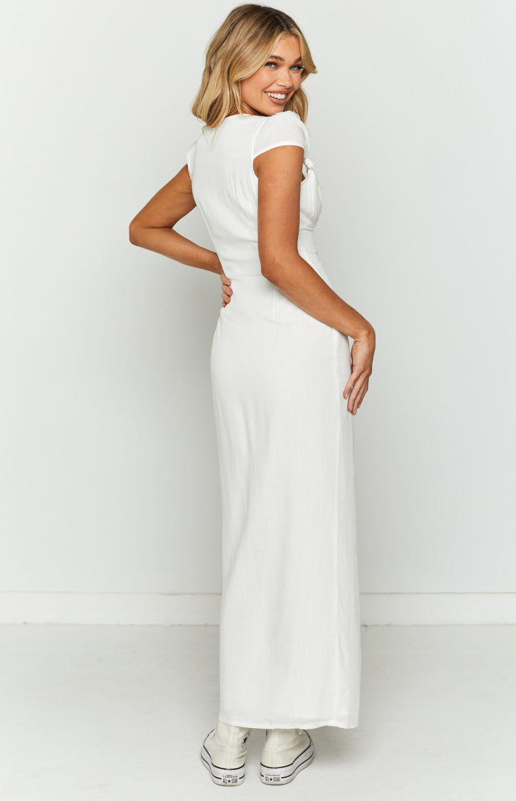 Amara White Button Up Midi Dress-Vavasi.All Rights Reserved.