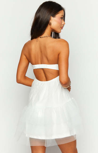 Amba White Strapless Mini Dress-Vavasi.All Rights Reserved.
