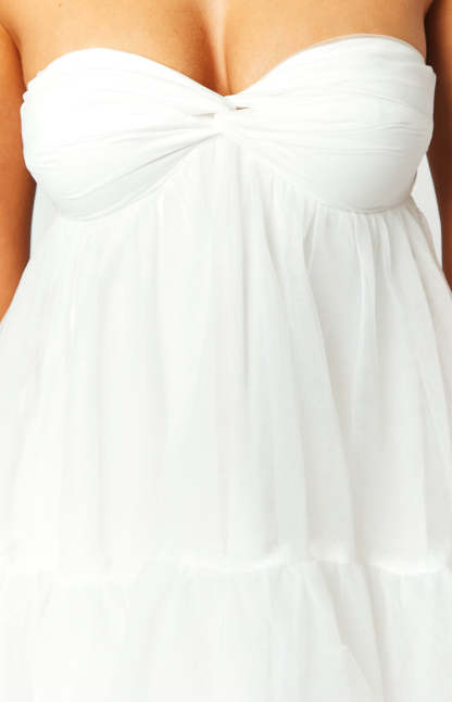 Amba White Strapless Mini Dress-Vavasi.All Rights Reserved.