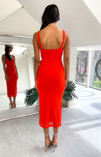 Amber Red Corset Formal Maxi Dress-Vavasi.All Rights Reserved.