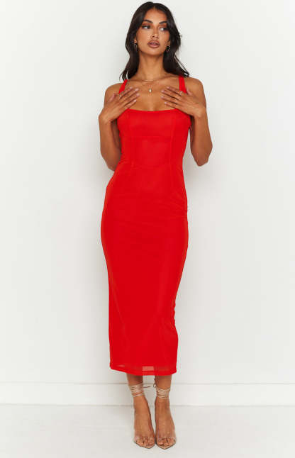Amber Red Corset Formal Maxi Dress-Vavasi.All Rights Reserved.
