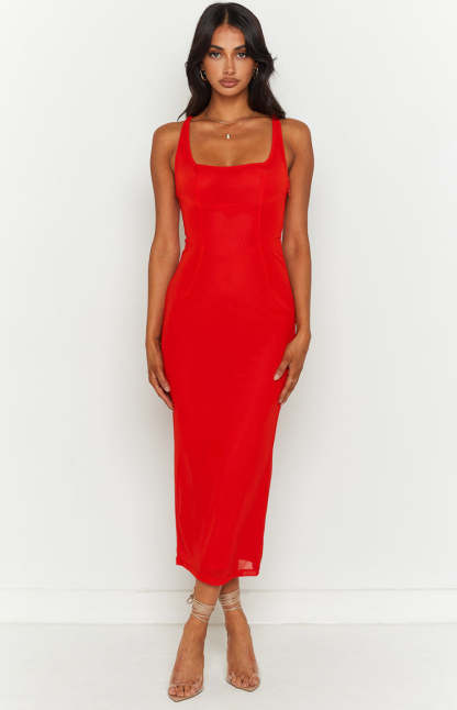 Amber Red Corset Formal Maxi Dress-Vavasi.All Rights Reserved.