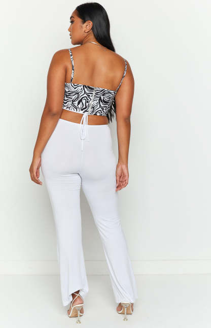 Amethyst White Waist Tie Pants-Vavasi.All Rights Reserved.