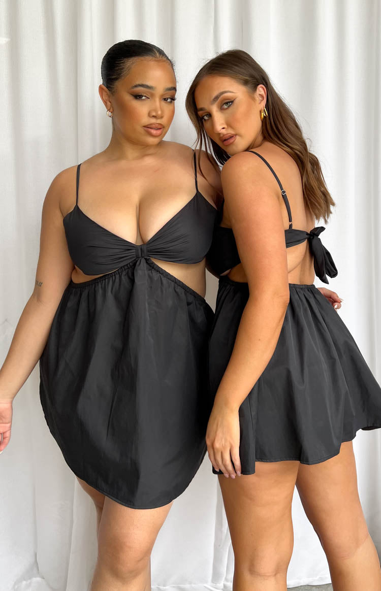 Amorgos Black Mini Dress-Vavasi.All Rights Reserved.