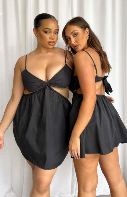 Amorgos Black Mini Dress-Vavasi.All Rights Reserved.