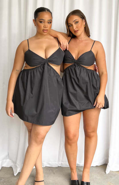 Amorgos Black Mini Dress-Vavasi.All Rights Reserved.