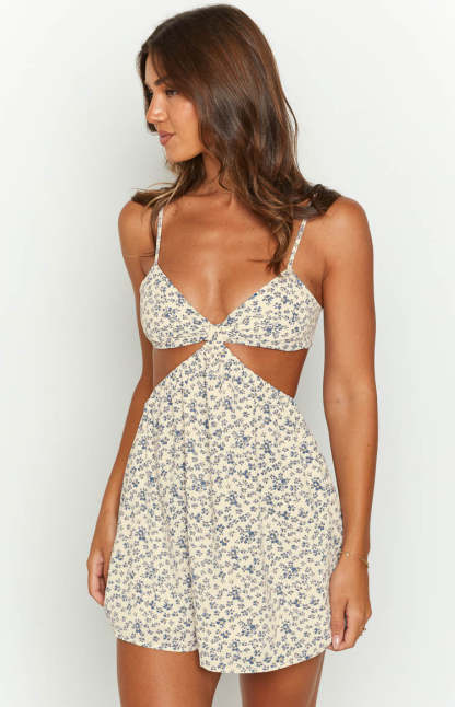 Amorgos Floral Print Mini Dress-Vavasi.All Rights Reserved.