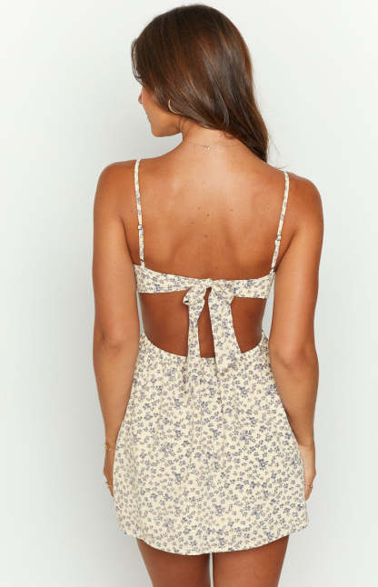 Amorgos Floral Print Mini Dress-Vavasi.All Rights Reserved.