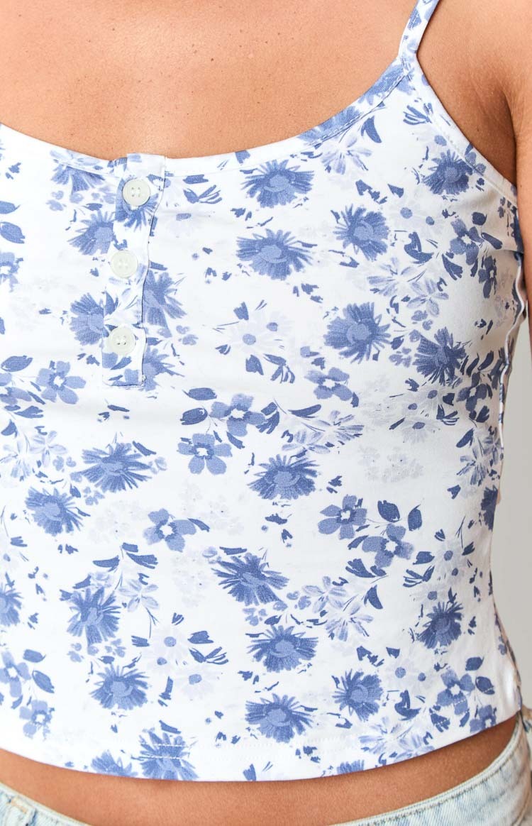 Andie Blue Floral Singlet-Vavasi.All Rights Reserved.