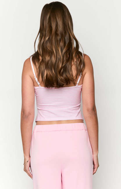 Andie Pink Striped Singlet-Vavasi.All Rights Reserved.