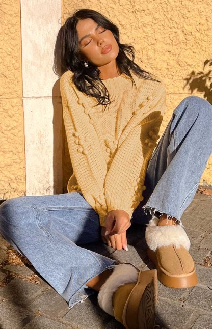 Andrina Yellow Knit Jumper-Vavasi.All Rights Reserved.