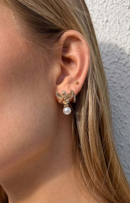 Angelic Gold Cupid Angel Stud Earrings-Vavasi.All Rights Reserved.