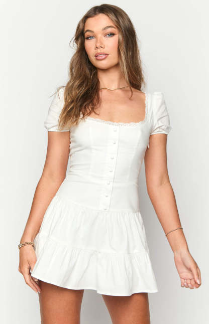 Anini White Mini Dress-Vavasi.All Rights Reserved.