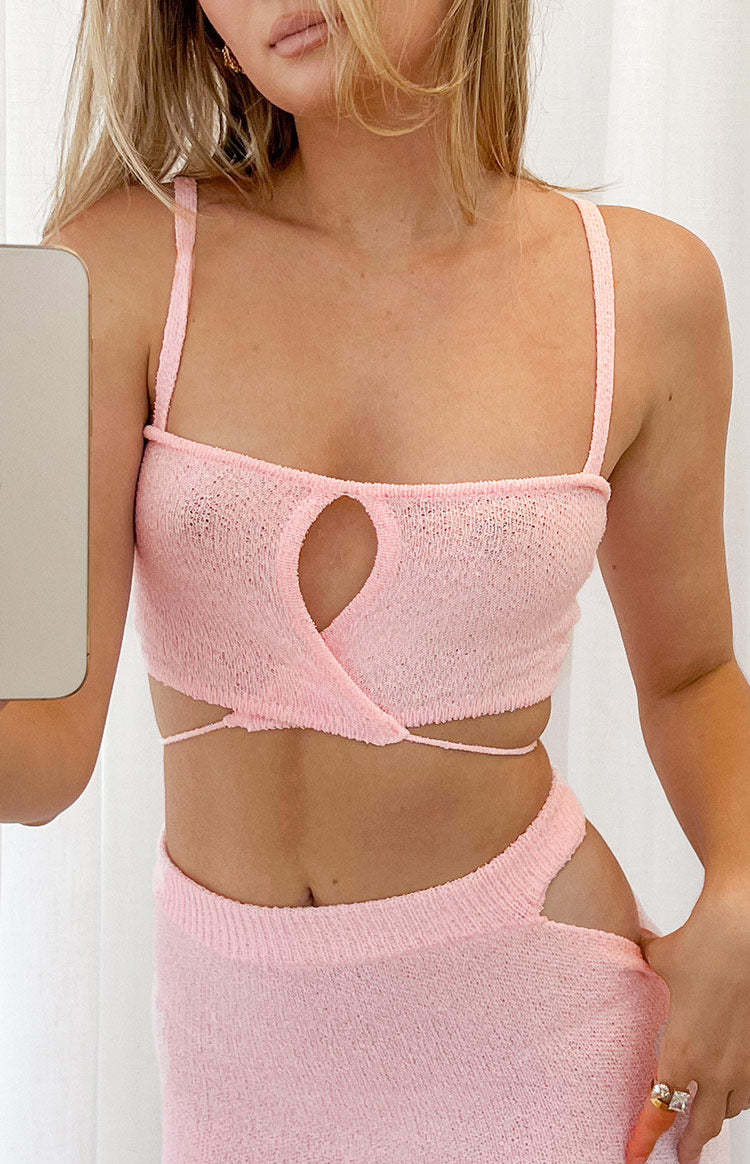 Annabella Pink Crop Top-Vavasi.All Rights Reserved.
