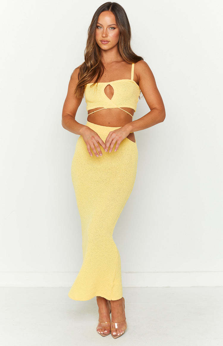 Annabella Yellow Crop Top-Vavasi.All Rights Reserved.
