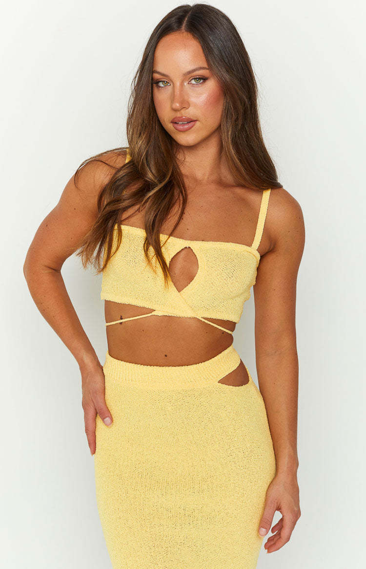 Annabella Yellow Crop Top-Vavasi.All Rights Reserved.