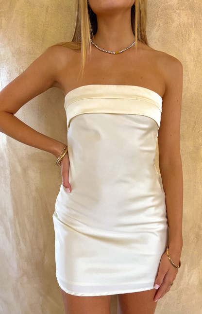 Annie Cream Strapless Mini Dress-Vavasi.All Rights Reserved.