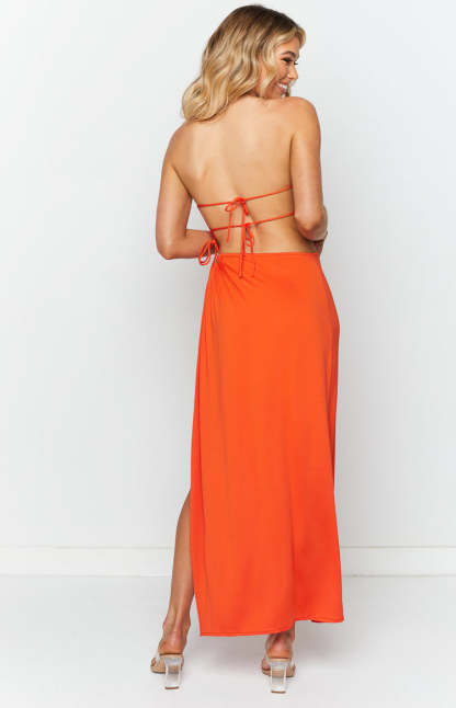 Annika Butterscotch Side Split Maxi Dress-Vavasi.All Rights Reserved.