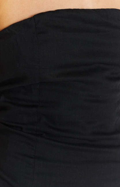 Arbor Black Strapless Linen Blend Mini Dress-Vavasi.All Rights Reserved.