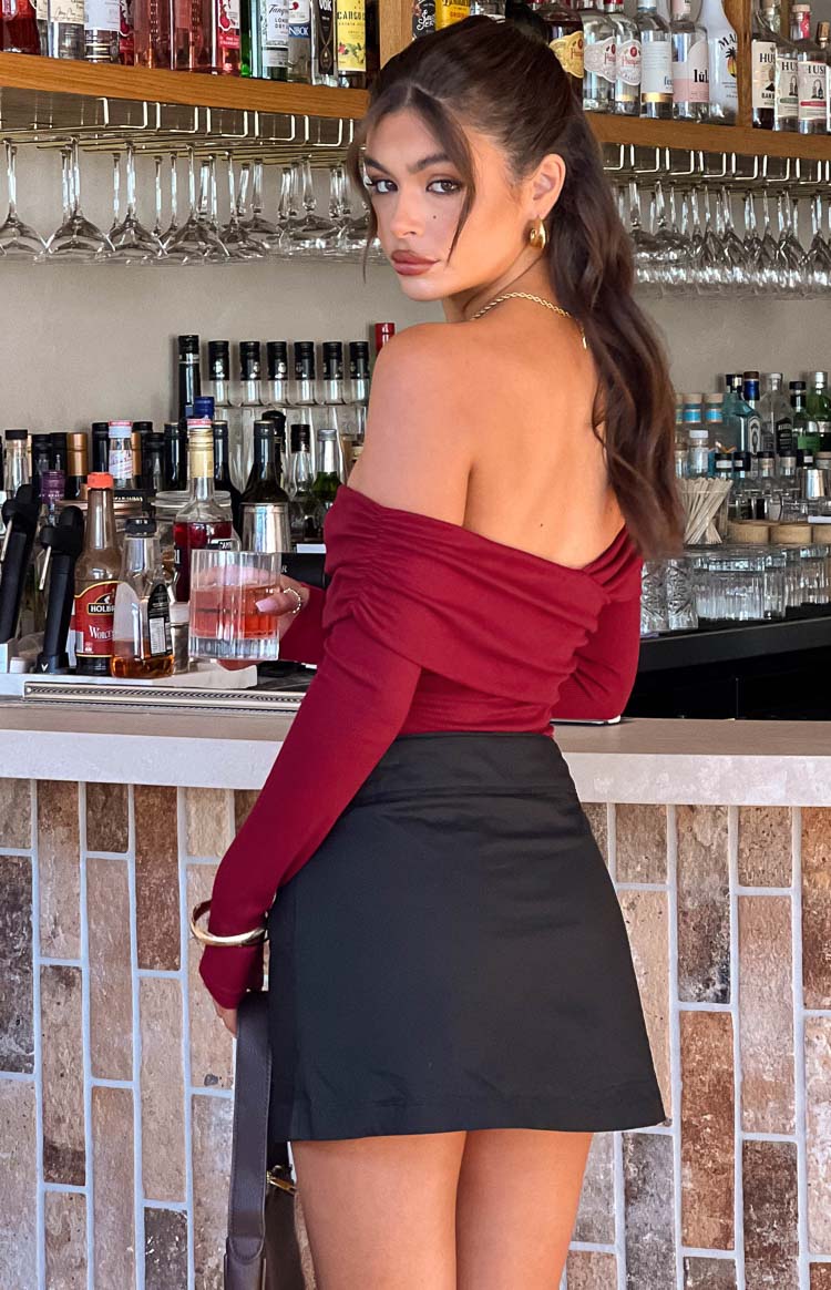 Ari Red Off Shoulder Bodysuit-Vavasi.All Rights Reserved.