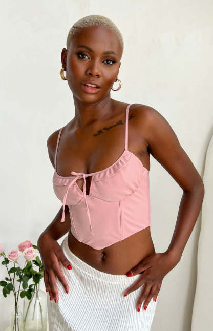 Aria Pink Corset Top-Vavasi.All Rights Reserved.