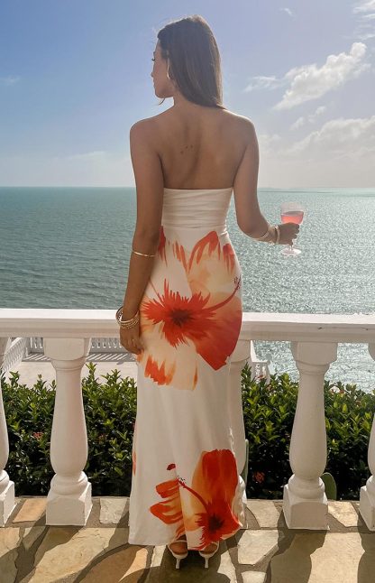 Arizona White Floral Print Maxi Dress-Vavasi.All Rights Reserved.