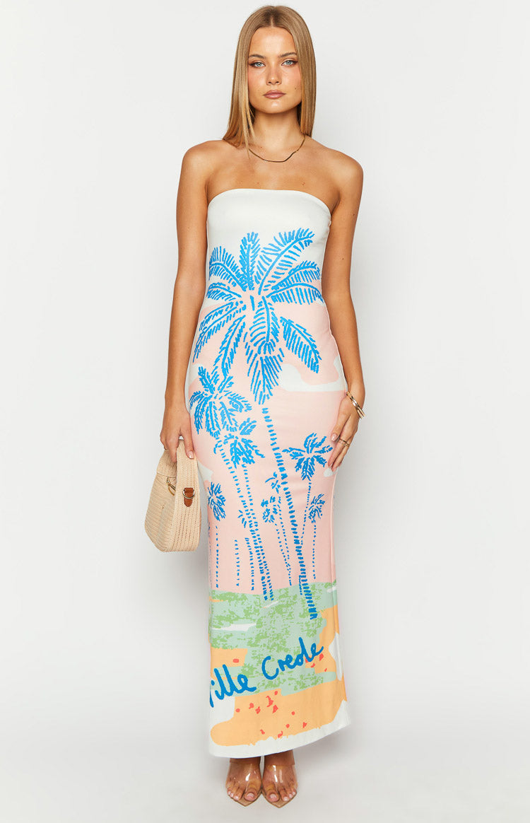 Arizona Ville Crede Palm Print Maxi Dress-Vavasi.All Rights Reserved.