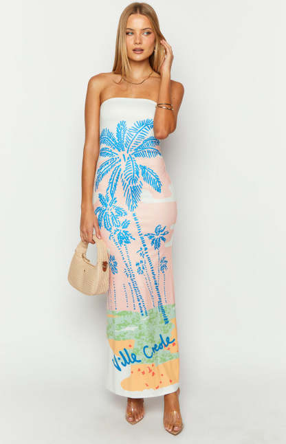Arizona Ville Crede Palm Print Maxi Dress-Vavasi.All Rights Reserved.